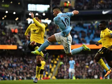 El Kun tras marcar un gol contra el Villa El Kun tras marcar un gol contra el Villa