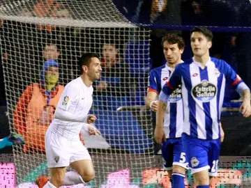 Charles celebra un gol en Riazor Charles celebra un gol en Riazor