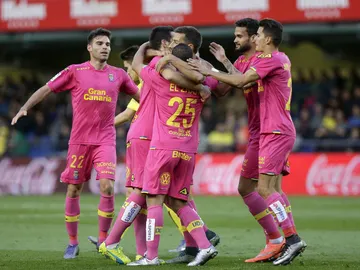 Los jugadores de Las Palmas celebran un gol Los jugadores de Las Palmas celebran un gol