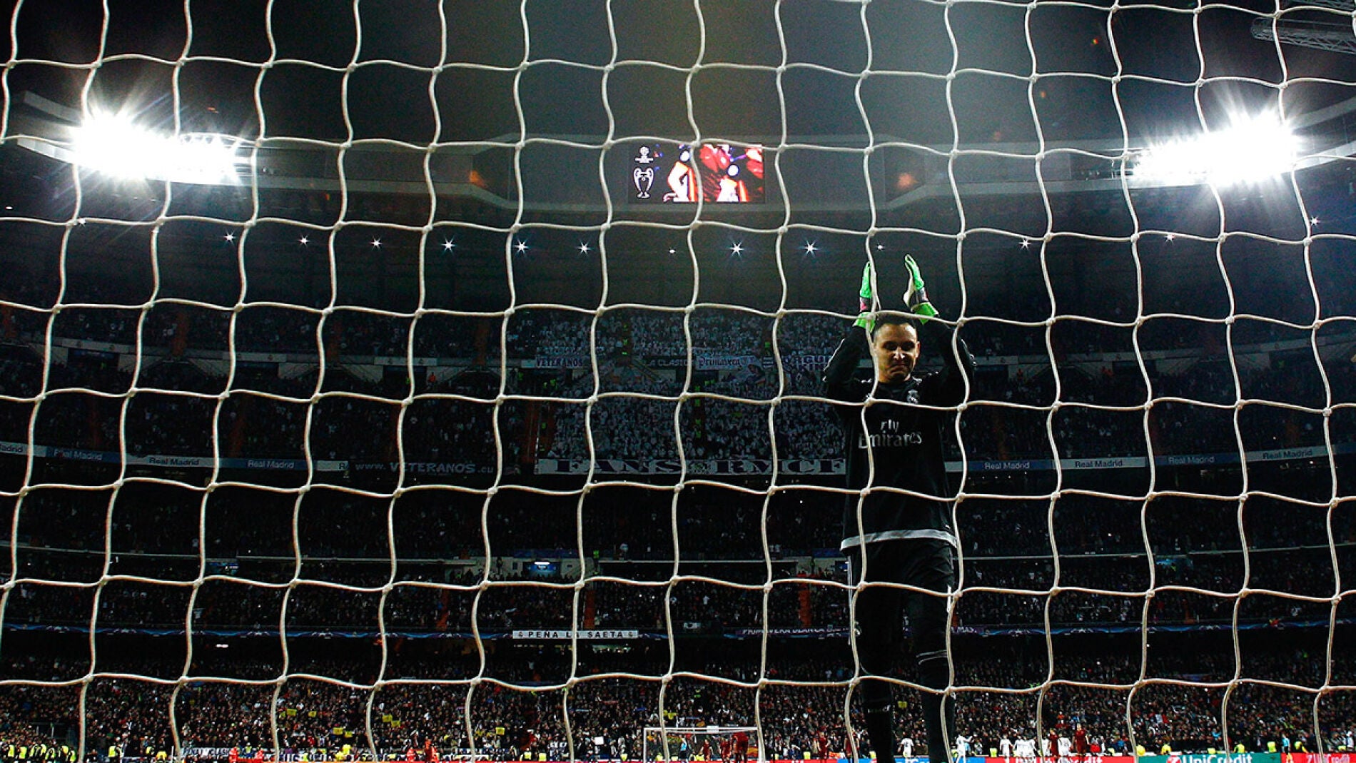 Keylor Navas celebra el gol de Cristiano Ronaldo