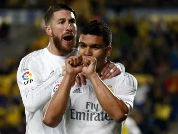 Casemiro celebra su gol contra Las Palmas Casemiro celebra su gol contra Las Palmas