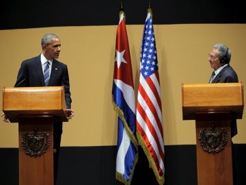 Barack Obama y Raúl Castro tras su encuentro en Cuba