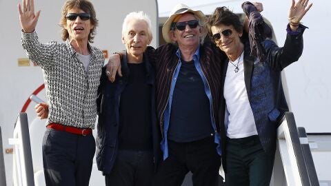 Los Rolling Stones a su llegada a Cuba