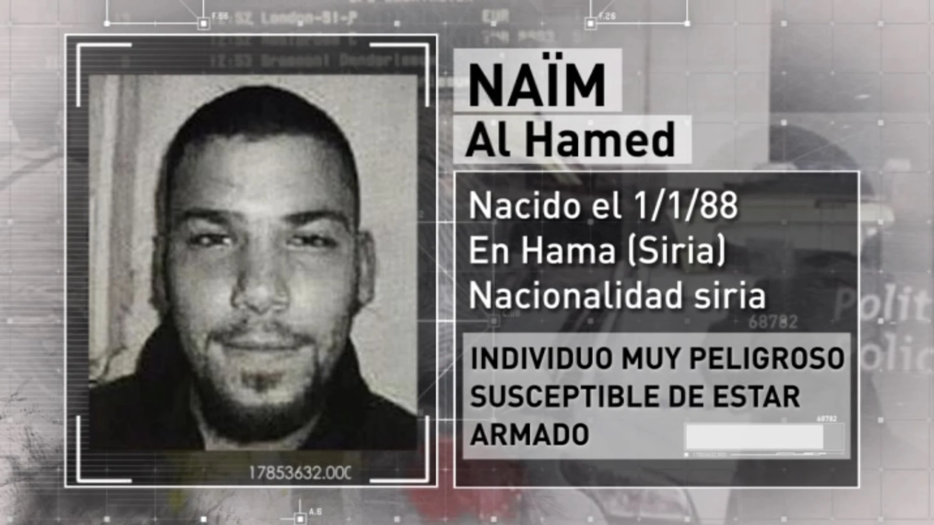 Naïm al Hamed, presunto terrorista sirio buscado por la Policía belga y gala Naïm al Hamed, presunto terrorista sirio buscado por la Policía belga y gala