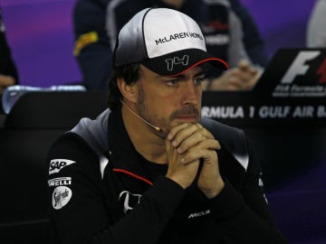 Fernando Alonso, durante la rueda de prensa