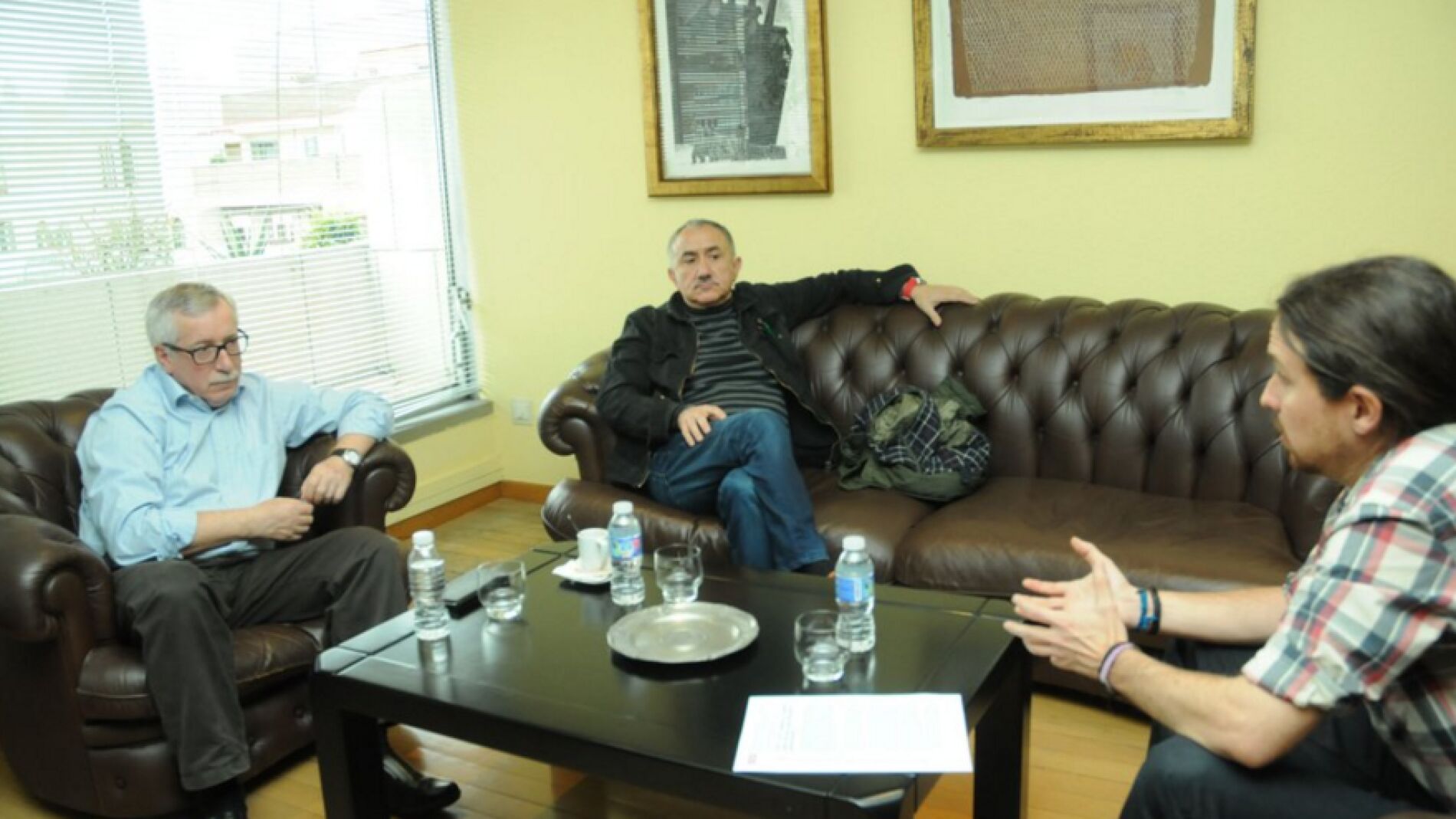 Reuni&oacute;n entre CCOO, UGT y Pablo Iglesias