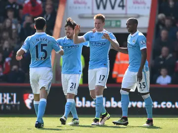 Los jugadores del Manchester City celebran un gol Los jugadores del Manchester City celebran un gol