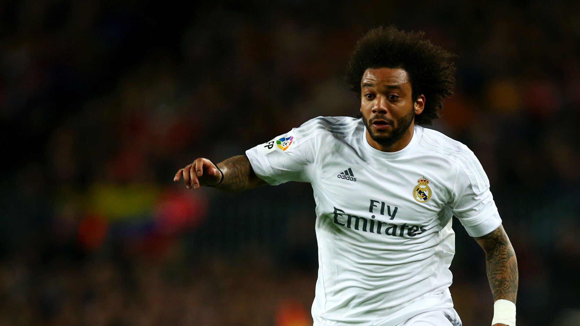 Marcelo durante el Barcelona - Real Madrid del Camp Nou