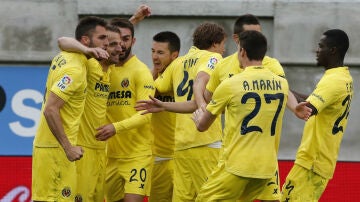 El Villarreal celebra un gol