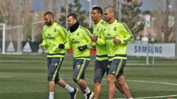 Benzema, Jesé, Cristiano y Pepe se entrenan