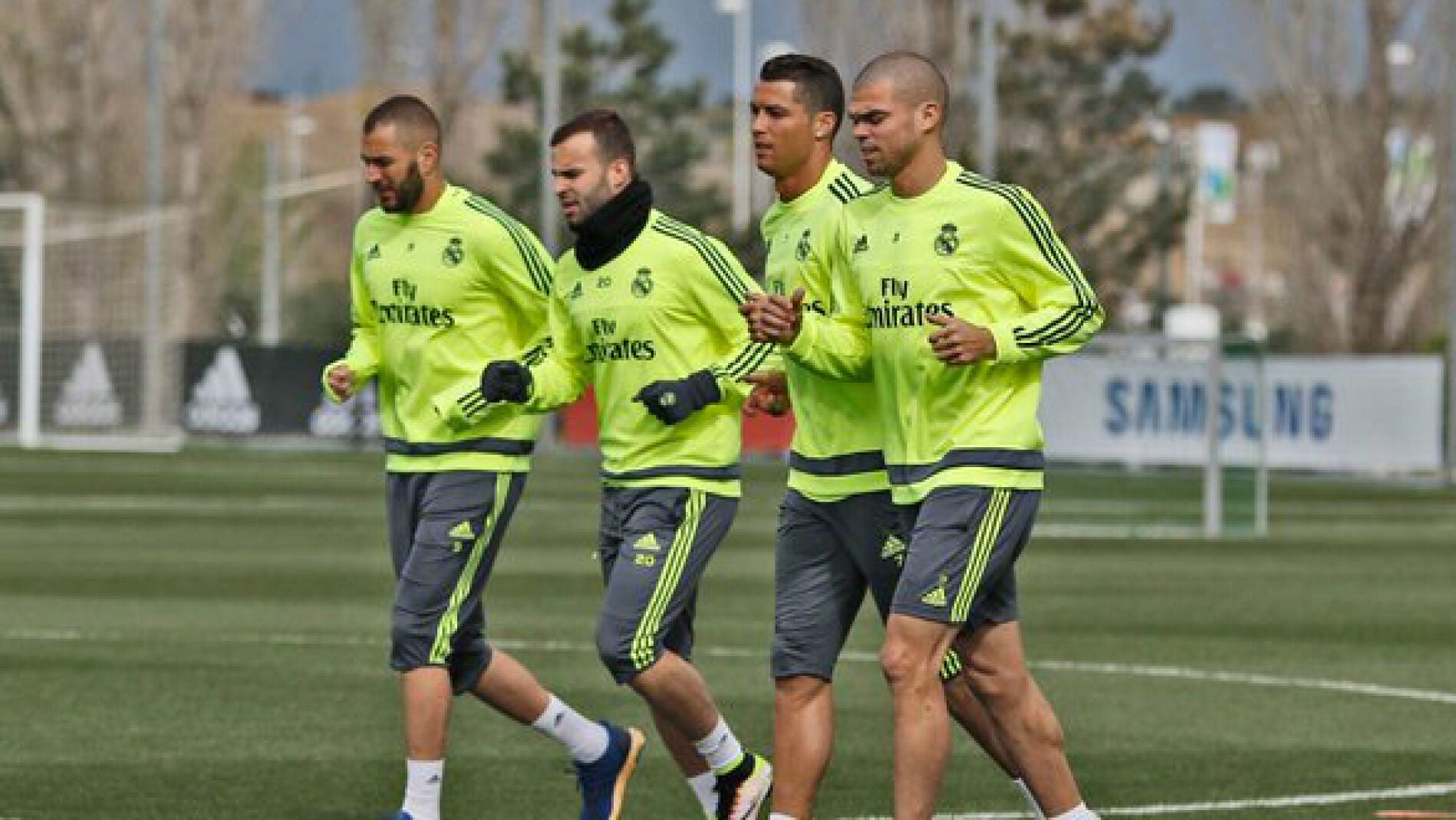 Benzema, Jes&eacute;, Cristiano y Pepe se entrenan