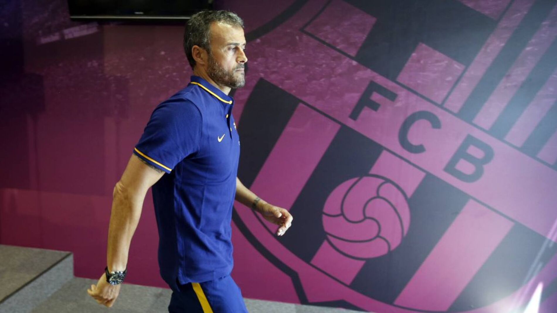 Luis Enrique, a su llegada a la rueda de prensa
