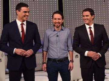 Pedro Sánchez, Pablo Iglesias y Albert Rivera