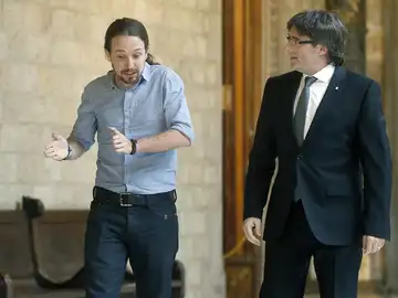 Encuentro de Iglesias y Puigdemont Encuentro de Iglesias y Puigdemont