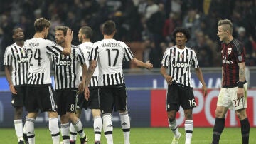 La Juventus celebra su victoria frente al Milan