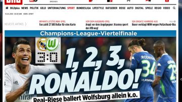 "1,2,3, Ronaldo!", así titula el diario Bild tras el pase del Madrid a semifinales de Champions