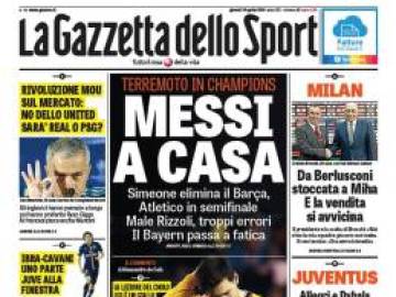 La portada de La Gazzeta dello Sport tras los cuartos de Champions