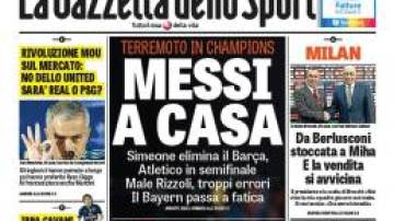 La portada de La Gazzeta dello Sport tras los cuartos de Champions