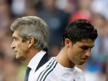 Cristiano y Pellegrini durante la etapa del técnico chileno en el Madrid Cristiano y Pellegrini durante la etapa del técnico chileno en el Madrid