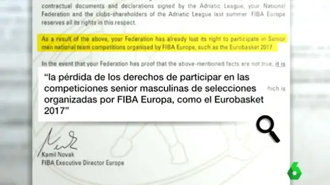 Carta de la FIBA a la FEB Carta de la FIBA a la FEB