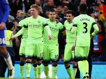 Sergio Agüero festeja con el Manchester City Sergio Agüero festeja con el Manchester City