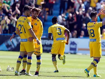 El Alcorcón celebra la victoria El Alcorcón celebra la victoria