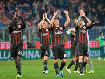 El Milan celebra la victoria El Milan celebra la victoria