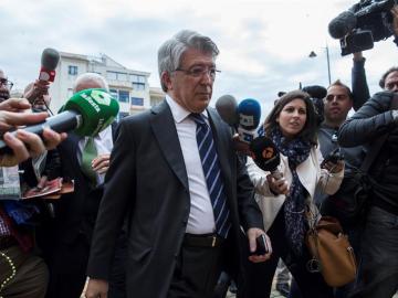 El presidente del Atlético de Madrid, Enrique Cerezo, a su llegada al juzgado