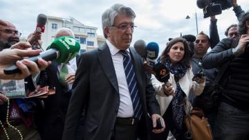 El presidente del Atlético de Madrid, Enrique Cerezo, a su llegada al juzgado