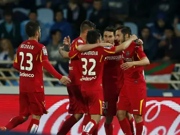 Los jugadores del Getafe celebran el gol Los jugadores del Getafe celebran el gol