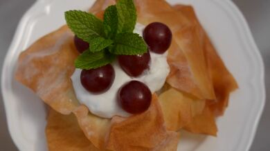 Postres bonitos: hoy tulipas de queso con uvas