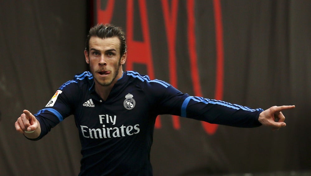 Gareth Bale celebra su gol en Vallecas