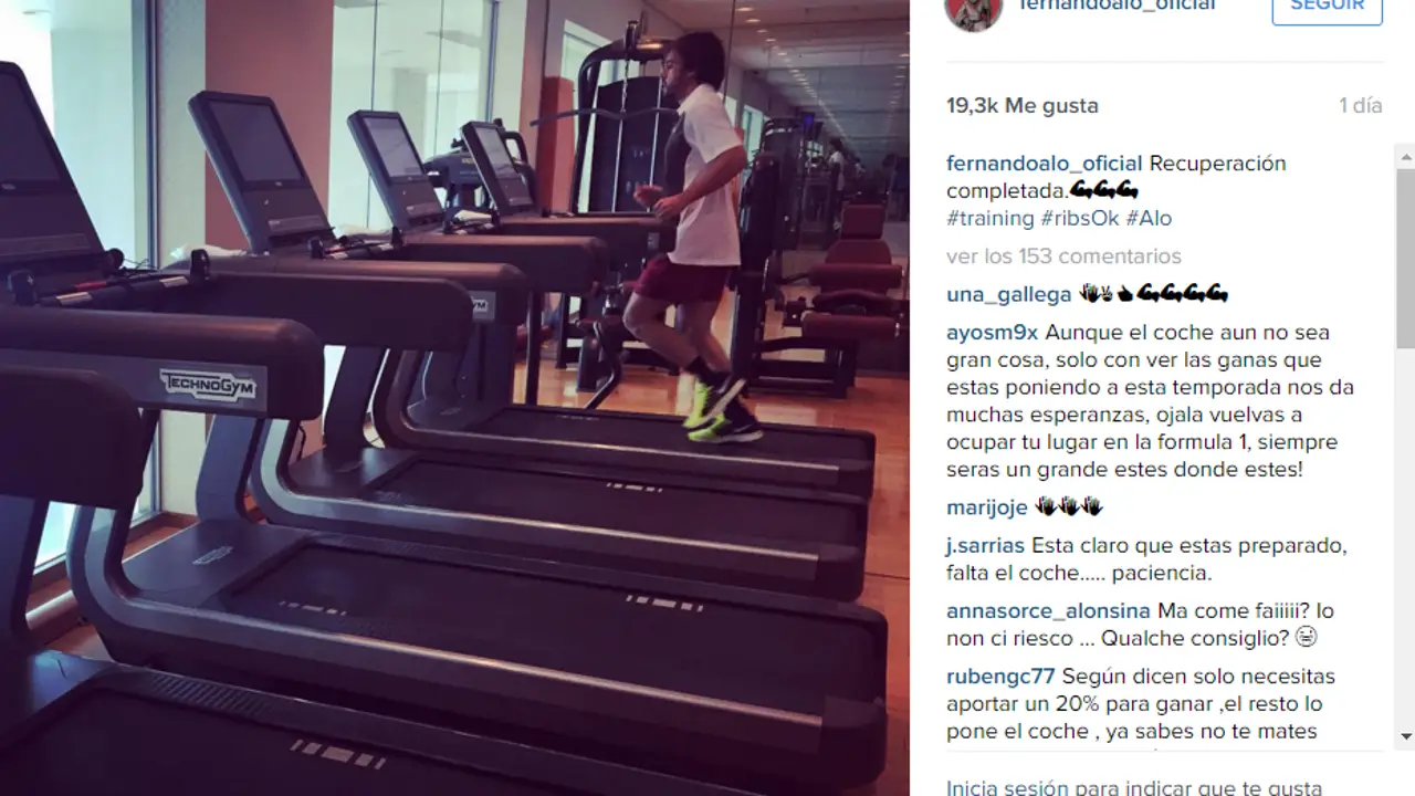 Alonso corre en una cinta