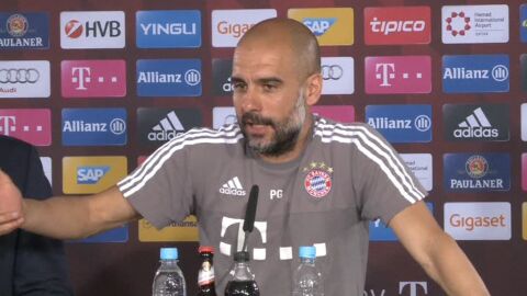 Pep Guardiola, durante la rueda de prensa
