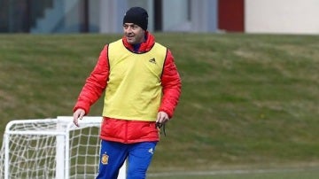 Santi Denia, durante un entrenamiento