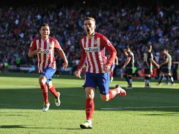 Antoine Griezmann celebra un gol ante el Rayo Antoine Griezmann celebra un gol ante el Rayo