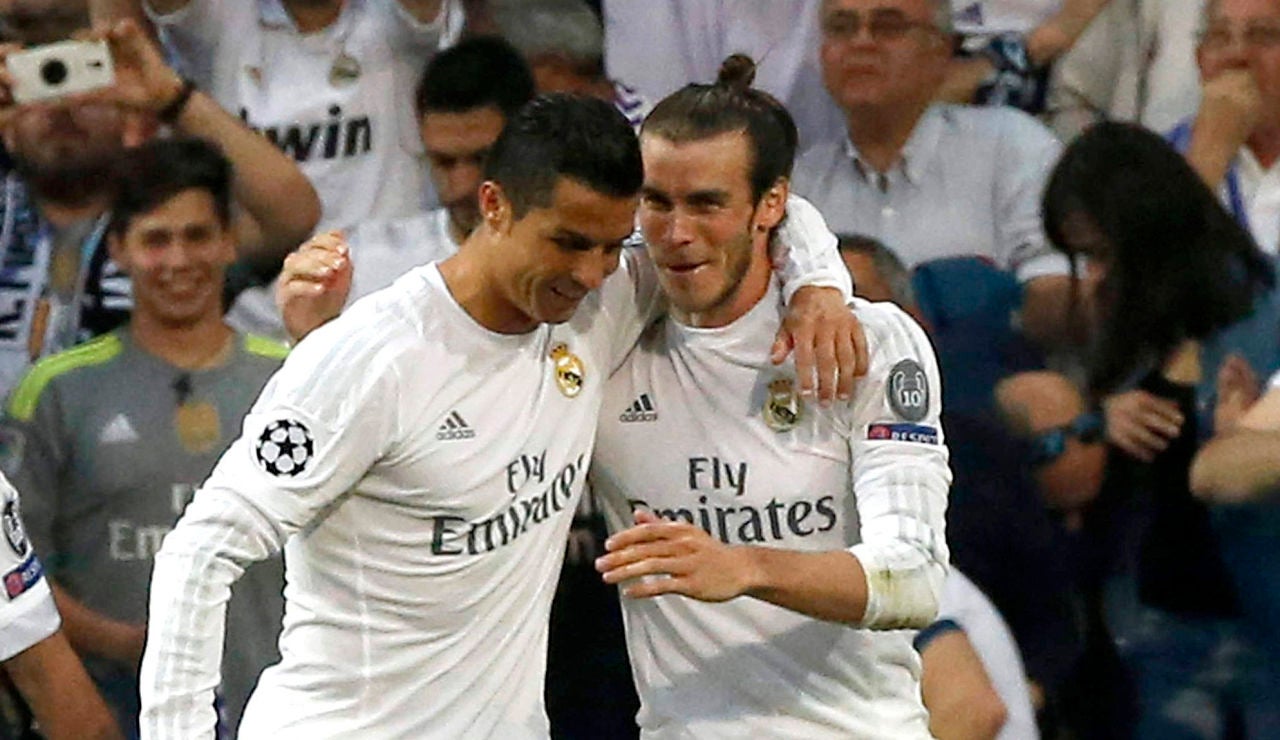 Cristiano y Bale festejando el gol del galés Cristiano y Bale festejando el gol del galés