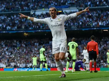 Bale celebra su gol ante el Manchester City Bale celebra su gol ante el Manchester City