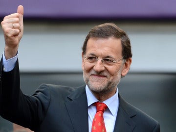 Mariano Rajoy durante un partido de la selección española
