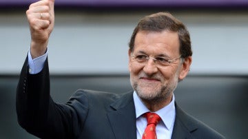 Mariano Rajoy durante un partido de la selección española
