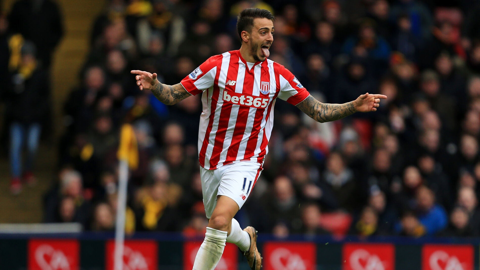 Joselu celebrando un gol con el Stoke City