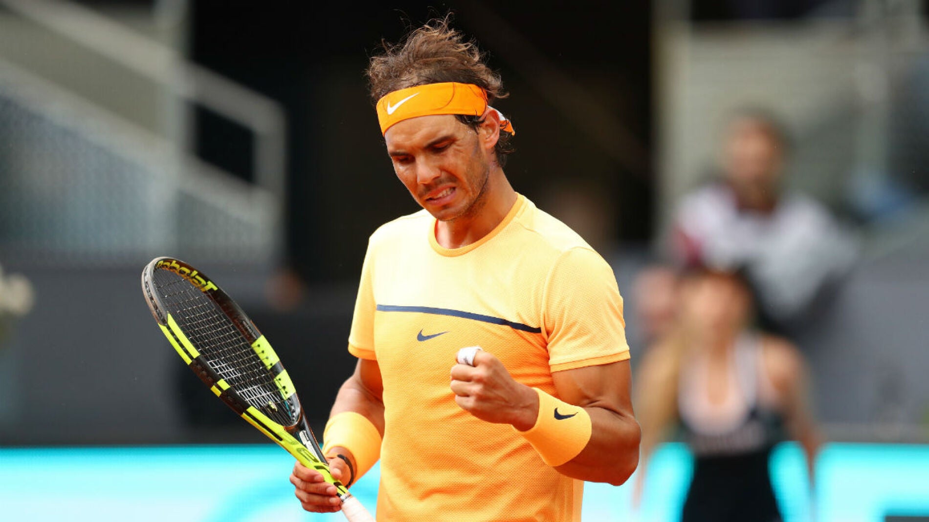 Nadal celebra un punto ante Souza