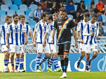 La Real Sociedad celebra un gol ante el Rayo La Real Sociedad celebra un gol ante el Rayo