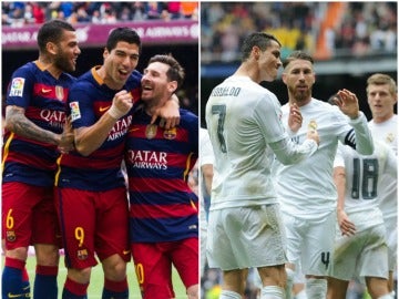 Madrid y Barcelona celebran un gol ante Espanyol y Valencia
