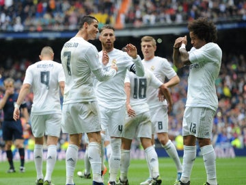 Cristiano celebra un gol del Real Madrid