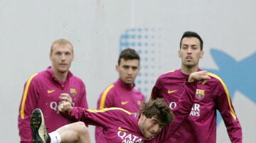 Mathieu, en el entrenamiento del Barcelona