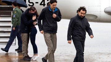 Los tres periodistas llegan a Torrejón