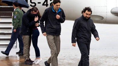 Llegan a la base madrileña de Torrejón los tres periodistas españoles liberados en Siria