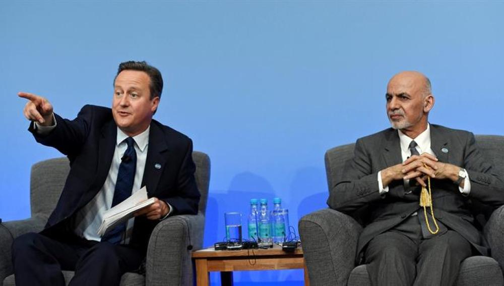 El presidente afgano, Ashraf Ghani y David Cameron
