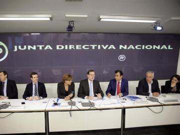 El jefe del Gobierno y líder del PP, Mariano Rajoy en la junta directiva del PP